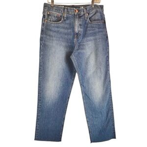 J. Crew Slouchy Boyfriend‎ Jeans High Rise Raw Hem Mid-Blue Wash Sz 28